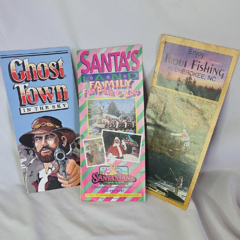 Santas Land Ghost Town Cherokee North Carolina 1990s Set of Vintage Brochures